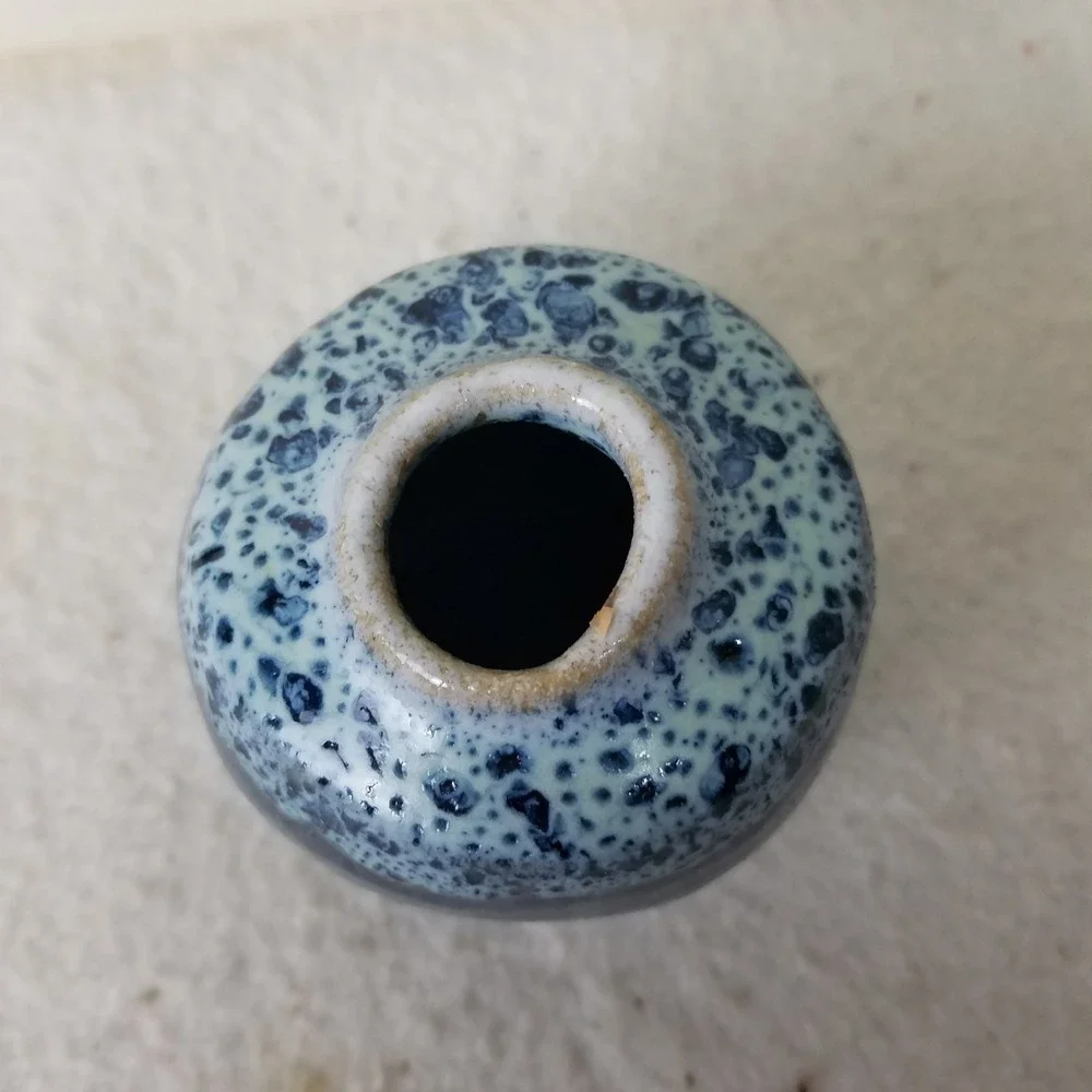 Ceramic Vase Blue Textured Décor Accent‎ Bud Vase Art Pottery Small